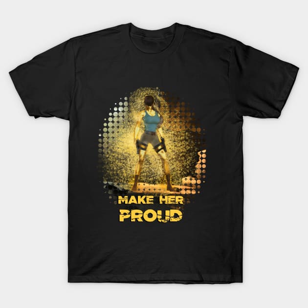 Lara Croft (Tomb Raider) | "Make Her Proud" Collection T-Shirt by Gold Female Heroes